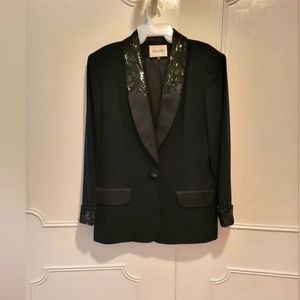 Nolan Miller Black Blazer with Sequin Around the Collar, Button & Cuffs
